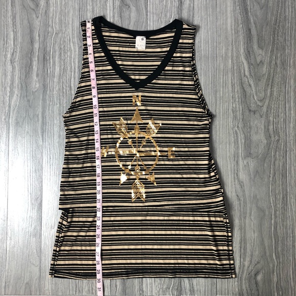 Gold Compass print Striped Hi-Low Tank Top - Picture 8 of 9